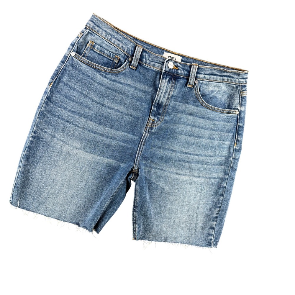 Ceros Denim Shorts Women 32 Blue Jean Shorts Raw Hem Casual Beach Resort - Picture 3 of 9